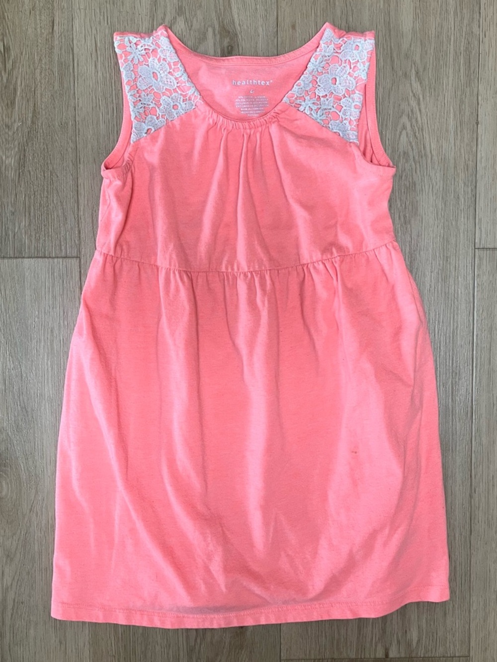 healthtex Coral Pink Lace-Shoulder Casual Dress